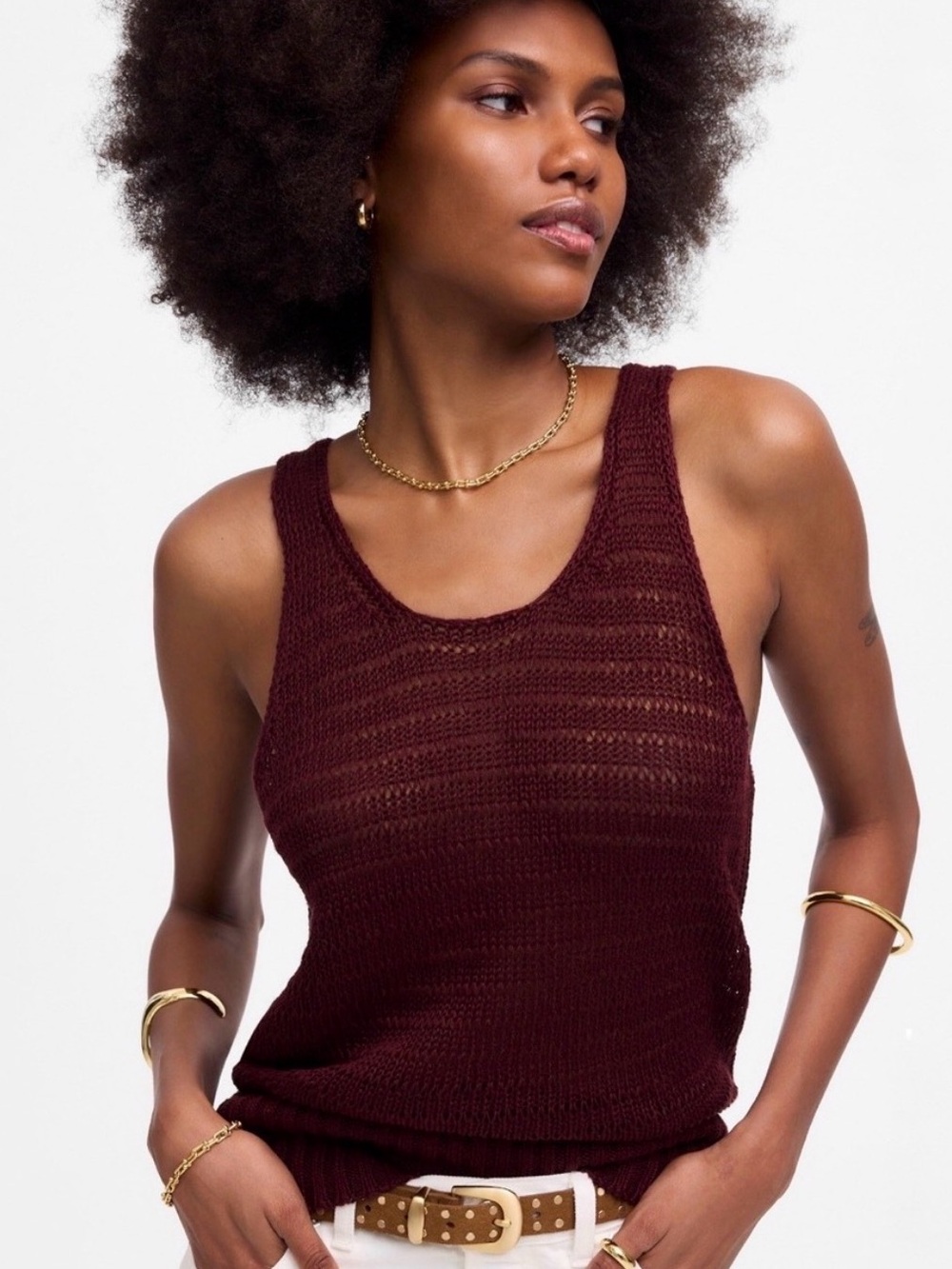Madewell Linen Sweater Tank in Mulberry